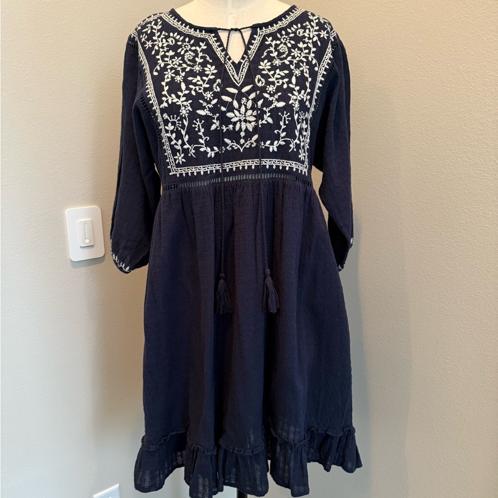 Gorgeous Navy Blue Embroidered Nina Kaufmann Dress